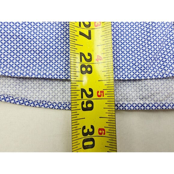 Vince Camuto Slim Fit Spread Collar Size 16 32-33 Mens Blue White Pattern Shirt - Picture 8 of 10